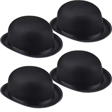 Custom Black Bowler Hat for Adult Butler Costume & Wedding Attire