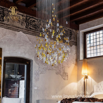 White citrine chandelier villa hotel corridor chandelier water drop shape chandelier 2022 popular chandelier