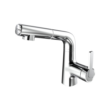 Lifting bathroom pull-out basin faucet