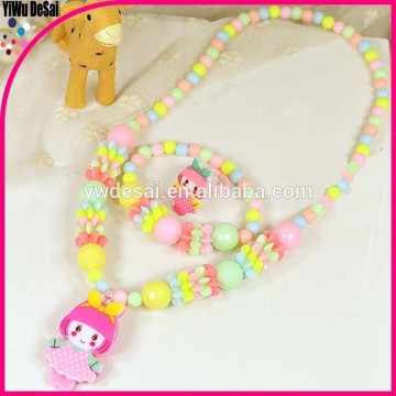 Wholesale kids necklace/handmade fashion children beaded necklaces children plastic beads necklace , beaded necklace