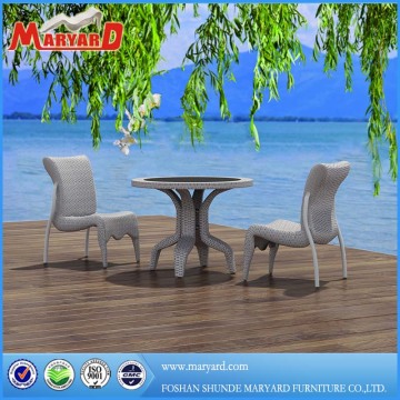 Restaurant garden table and chair rattan table with glass top