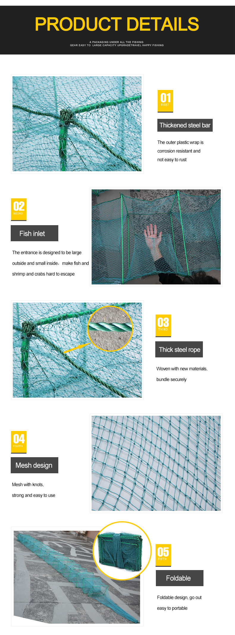 Factory Outlet High Strength Crayfish Traps Fish Farming Equipments Crab Cage Trap