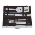 9pcs stainless steel bbq set in aluminum box