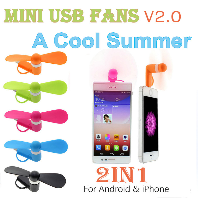 Yijiashishang New year Hot Portable 2 in 1 Mini USB Fan for Phone, TPE Mini Fan for iPhone for Android