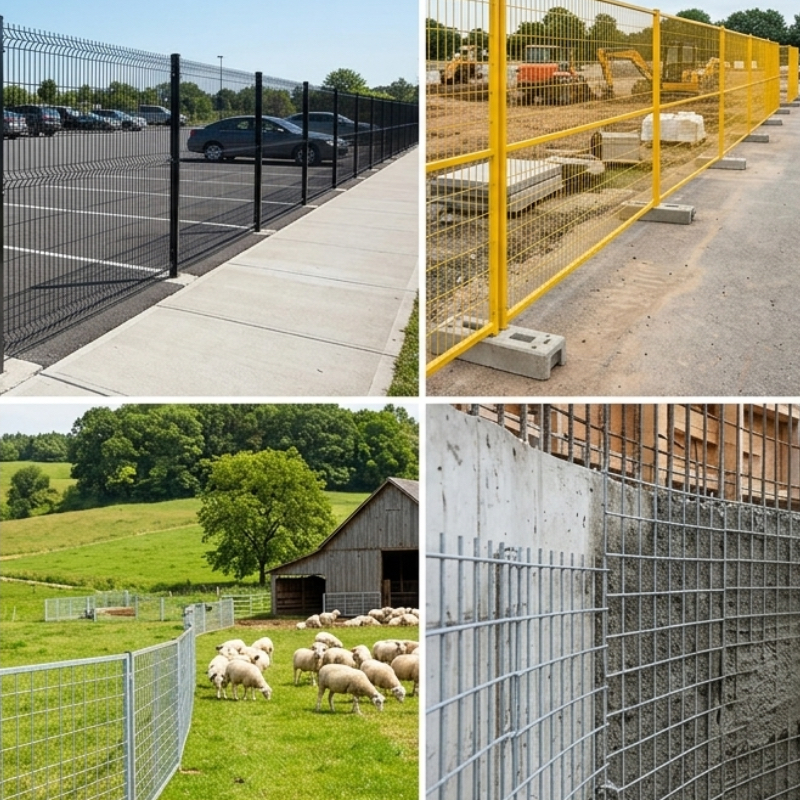 Anwendung von geschweißten Gitterplatten | ANJIA – Sicherheit und Maschinenschutz Welded mesh panel used as security fencing around industrial equipment, installed with steel posts – ANJIA product application