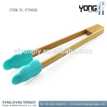 Bamboo handle with silicone head salad/server tongs Kitchen Tongs