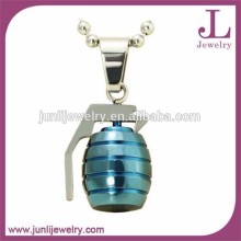 Cool Blue Plated Bomb Pendant Stainless Steel Grenade Pendant