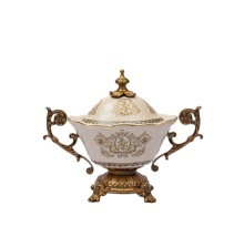 Handmade Middle Eastern Golden Copper Ceramic Storage Bottles & Jars