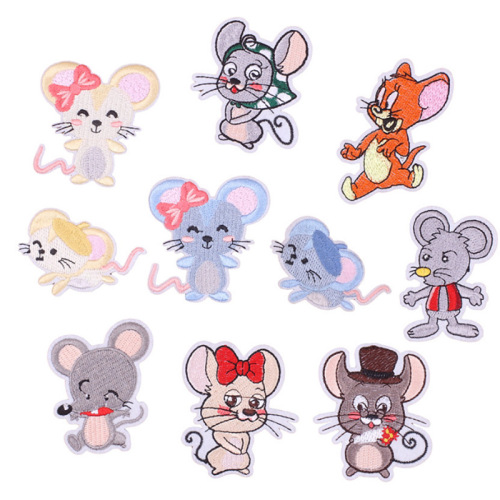 Fer sur broderie de vêtements de patch de souris brodé