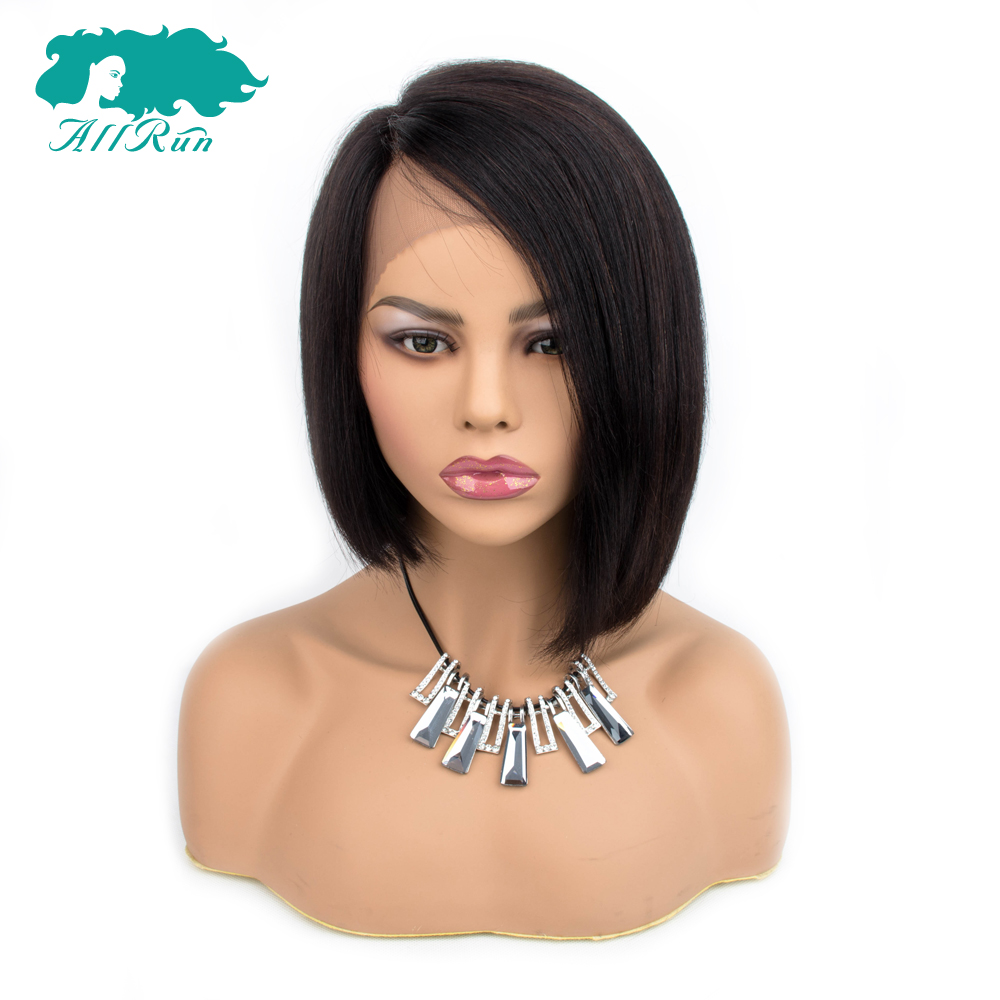 100% Virgin Human Remy Hair Swiss Lace Wigs , 150 Density 10A Natural Color Short Lace Bob Wigs For Black Women