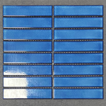 Strip Shape Finger Ceramic Mosaic Blues Tiles