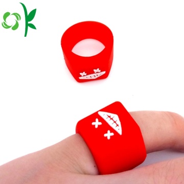 Freak Embossed Logo Smile Silicone Red Rings