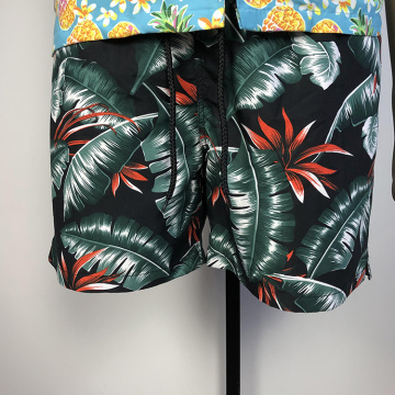 custom printed floral Plant-patterned black beach shorts