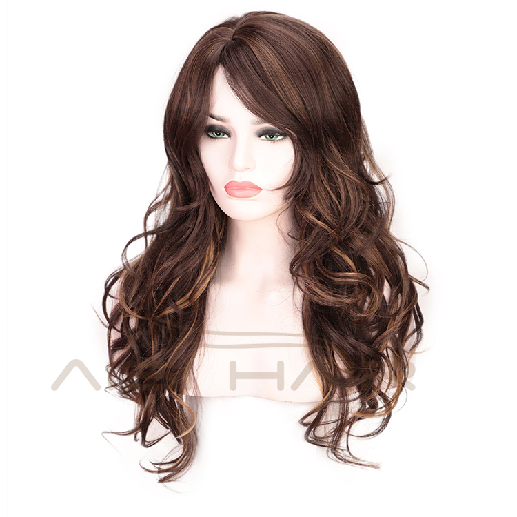 Body Wave Wig High Temperature Mixed Brown Long Synthetic Hair Wig For Black Women Cosplay Wigs