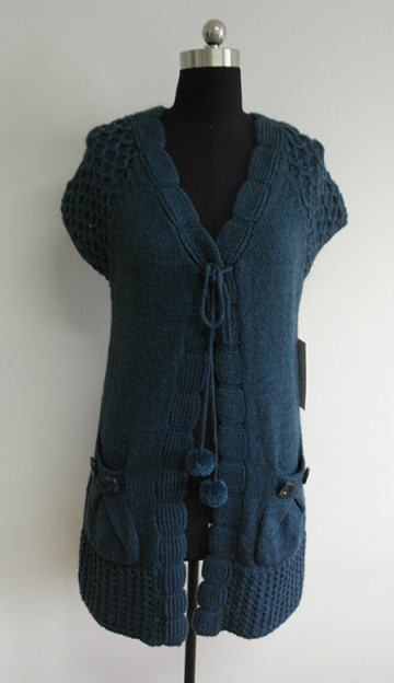 ladies long sleeveless cardigan sweater