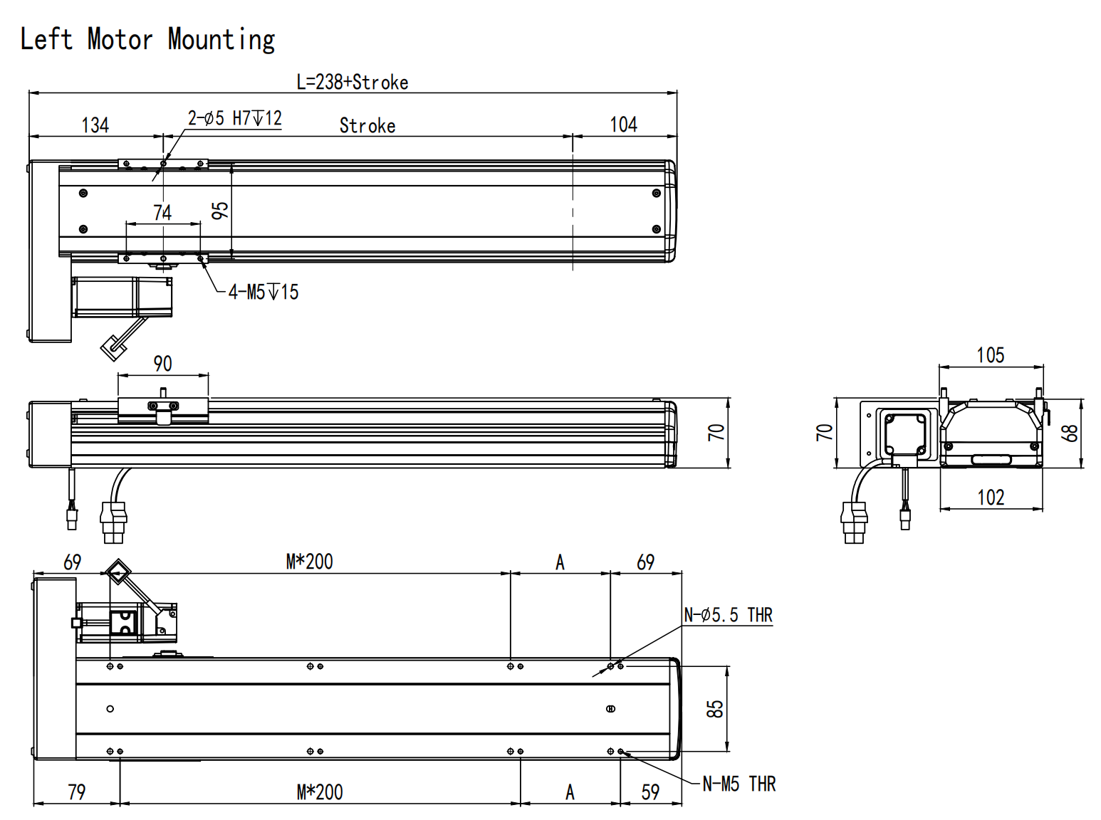 300mm linear motion module left mount