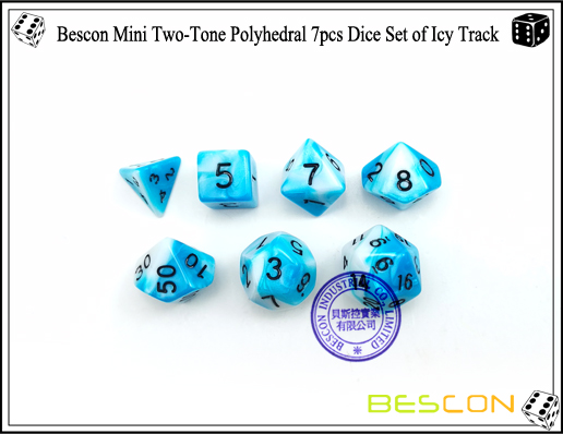 Bescon Mini Two-Tone Polyhedral 7er Würfel Set von Eis Track-4 Bescon Mini Two-Tone Polyhedral 7pcs Dice Set of Icy Track-4