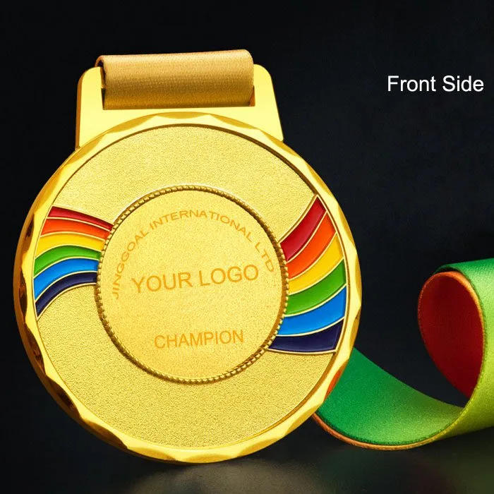 with Ribbon for Marathon Sports Gold Award Metal