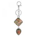 Rhombus Water Drop Gemstone Pendant Keychains Natural Quartz Teardrop Key Chain