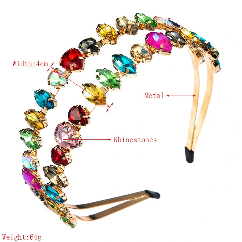 Fashion for Women Hair Band Sparkly Rhinestone Wide Metal Headbands Bling Elegant Heandband