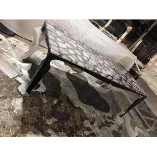 rectangle grey agate side table