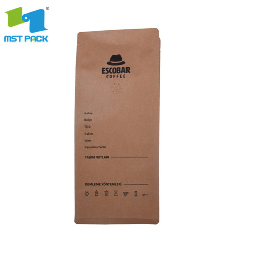 Hot stamp white kraft foil lined stand up pouch