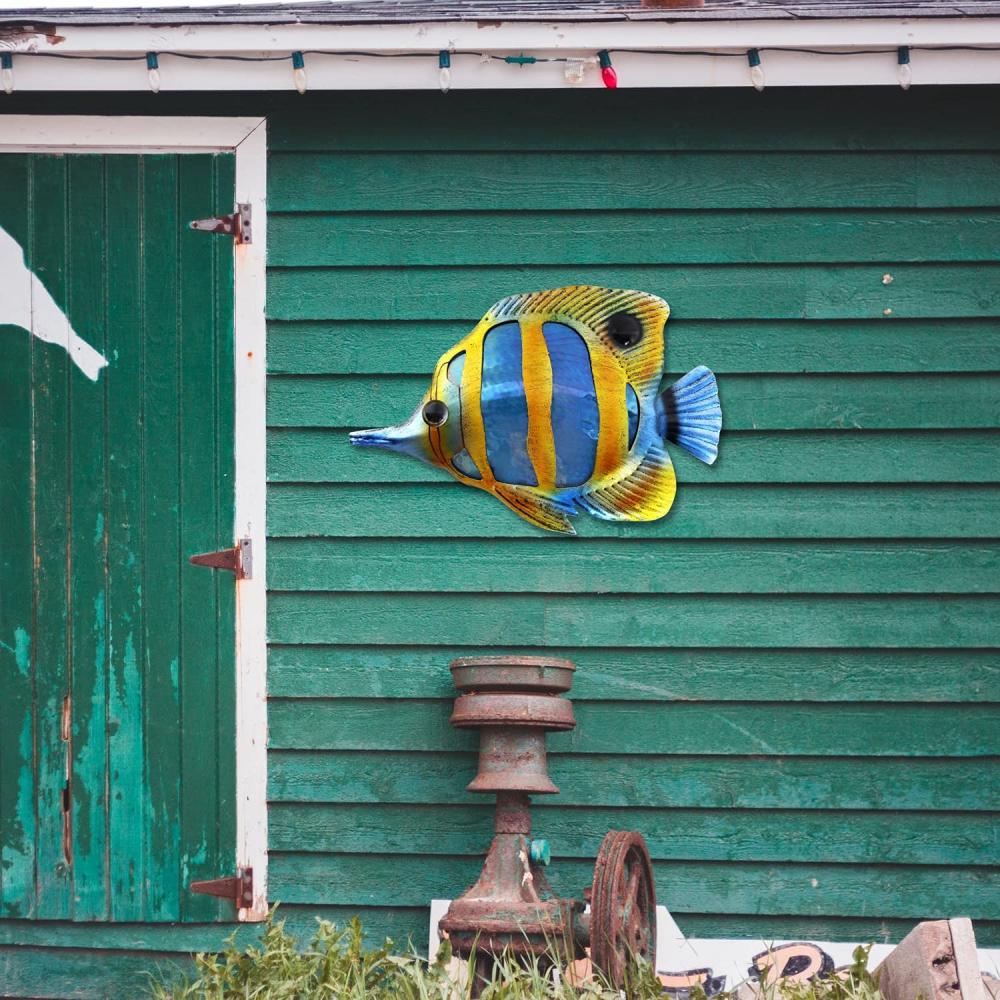 Décoration murale de poisson en métal sculpture d&#39;art du poisson tropical