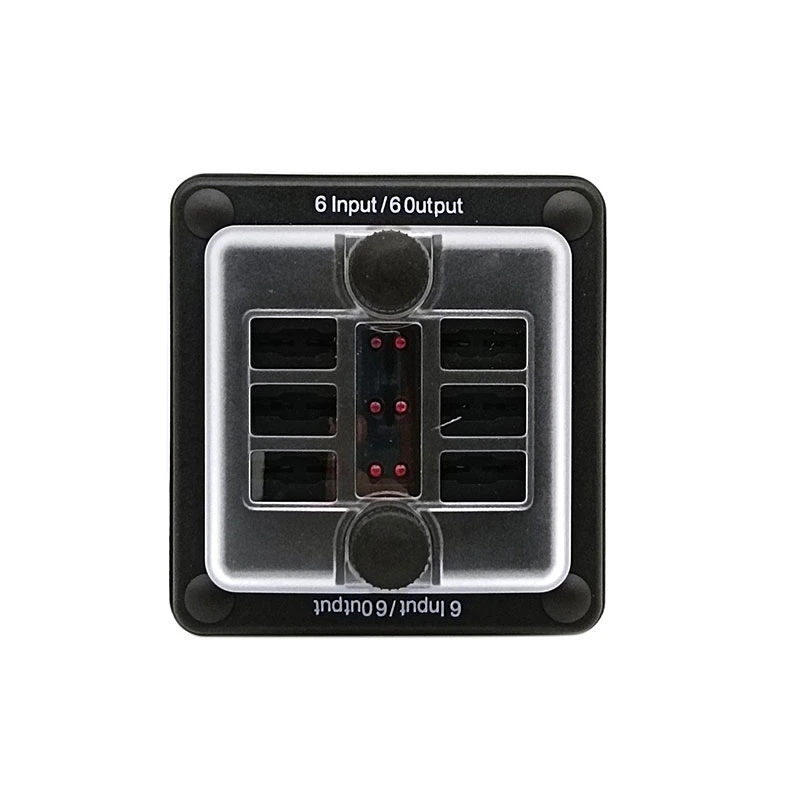 12V 6 Input 6 Output 6 Way Fuse Blade Block Holder Fuse Box with LED