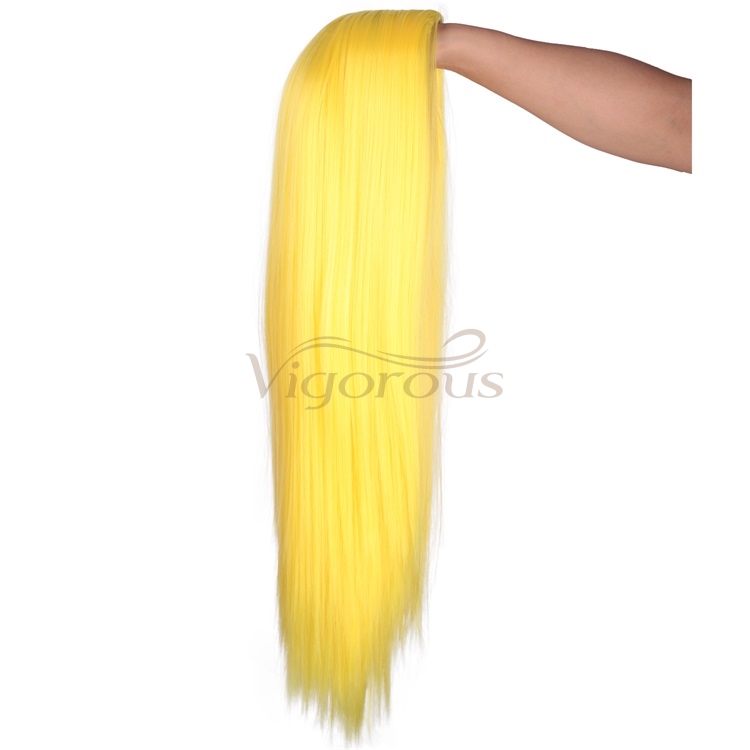 Vigorous Long Straight Yellow Wigs for Women Natural Hairline Middle Part Heat Resistant Fiber Synthetic Wigs for Black Women