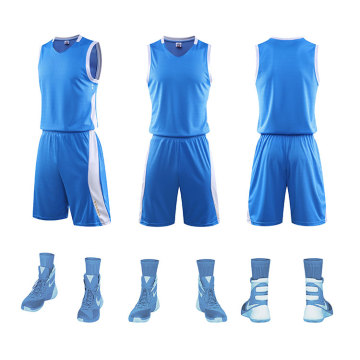 Blauw met wit basketabll uniform voor heren