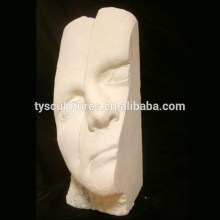 Interior art design abstract statue marble male mutilated face head sculpture