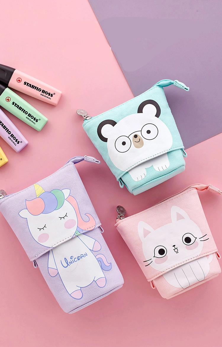 Canvas Large Fashion Pen Orgazizer Pouch Handheld Student Stationery PAL Pencil Case Pen Holder Bag