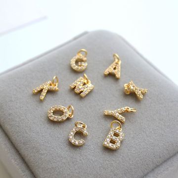 Hot DIY 18k Gold Plated CZ Initial Letter Pendants