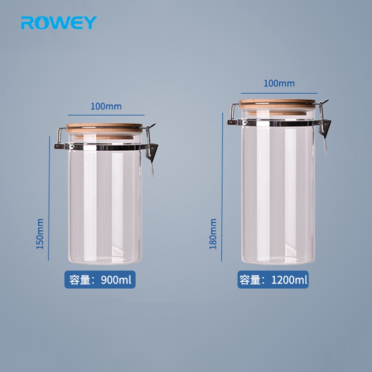 custom logo big round glass cookie candy jar with lock lid glass jars for pickle