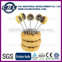Food shape metal fruit fork set with resin head