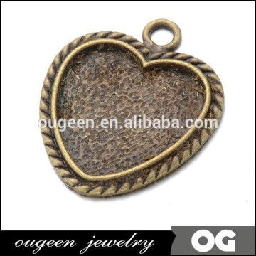 28x23.4mm Heart Antique Silver Plated pendant trays,inner size 16mm,fit 16mm heart cabochon Pendant Settings