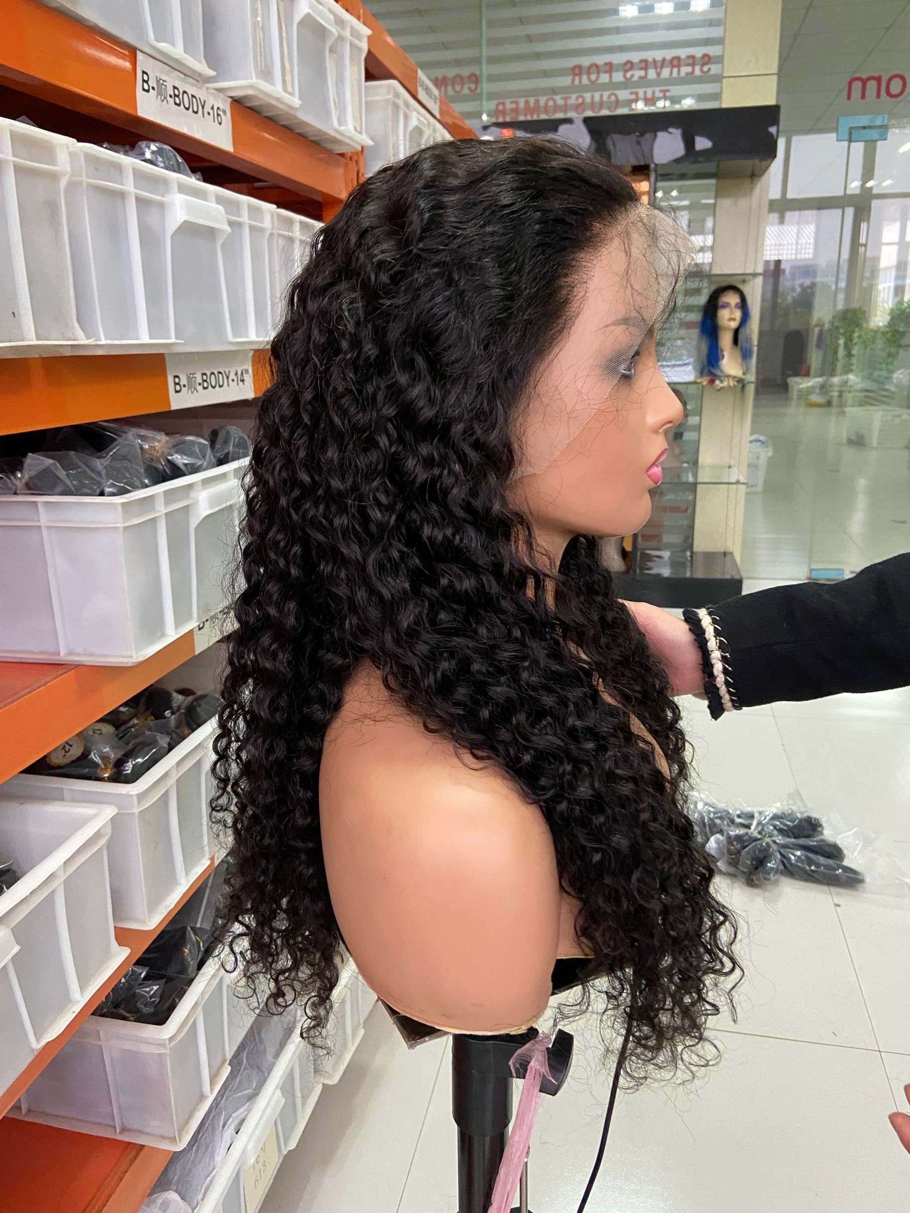 Wholesale Bohemia Curly Human Hair Lace Frontal Wig Natural Human Hair Transparent Lace Wig