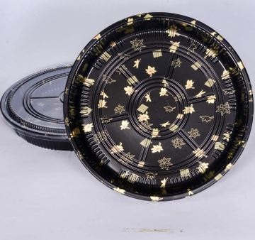 Large round sushi tray with lid