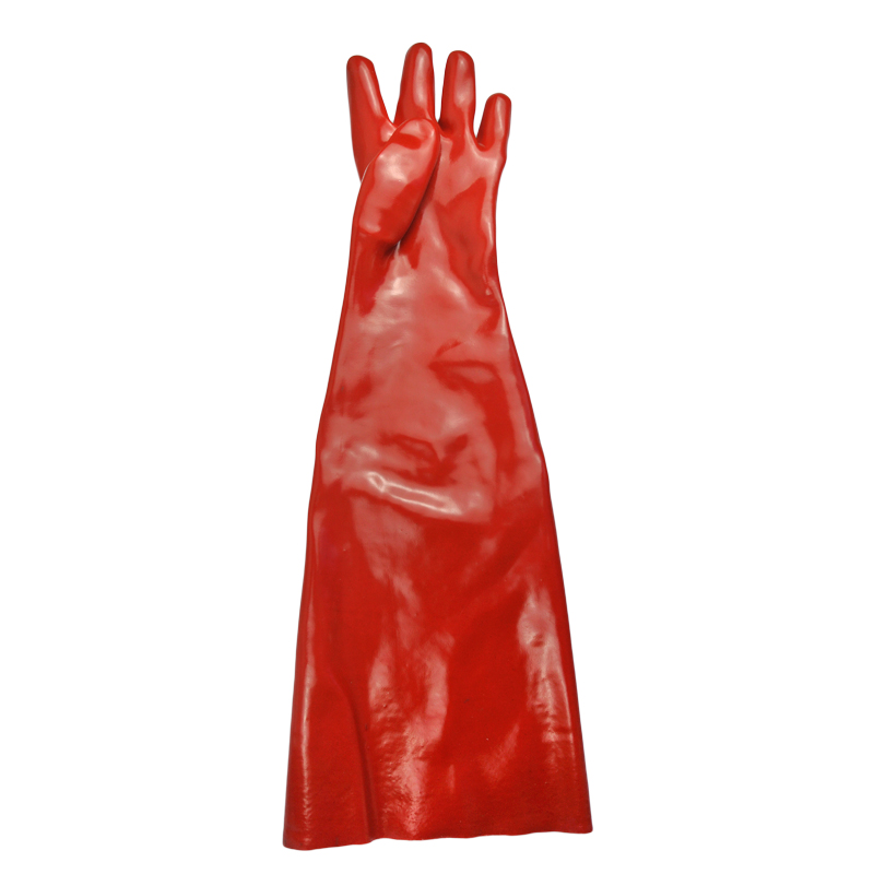 Красные перчатки с покрытием из ПВХ гладкая отделка 60см