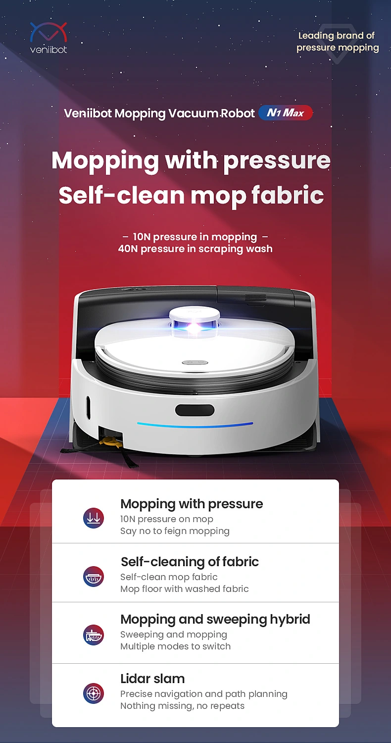 Robot Vacuum Cleaner with Pressure Mopping