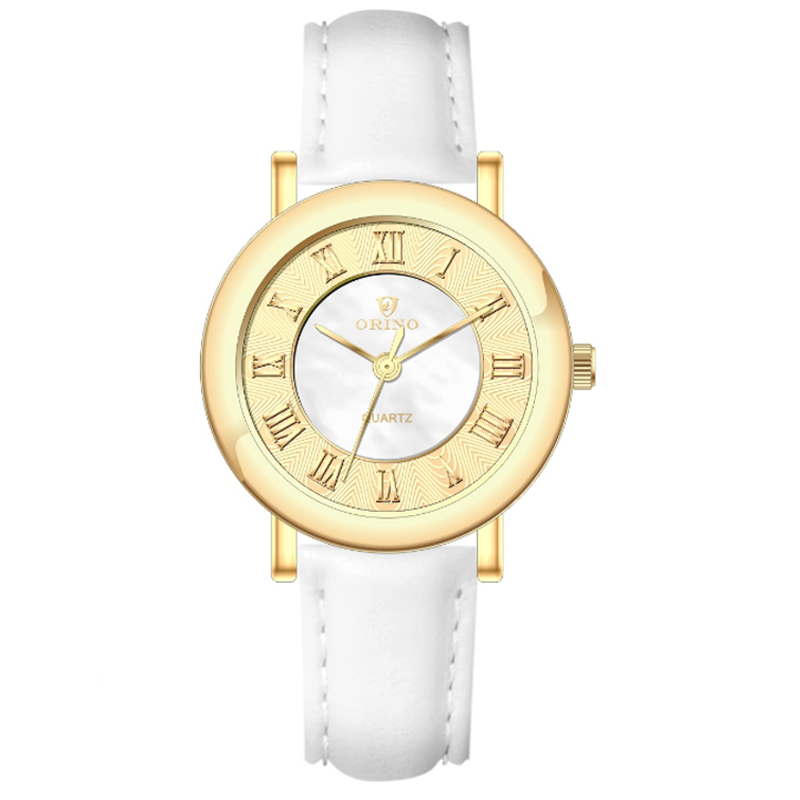 14mm Leather Women Quartz MOP Watch