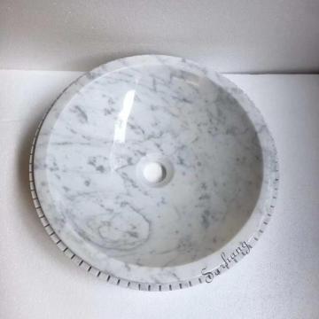 Designer Natural Marble Stone Carrara White Sink Basin
