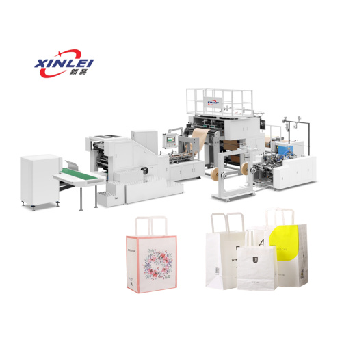 Máquina para fabricar bolsas de papel plegadas con doble fondo agudo