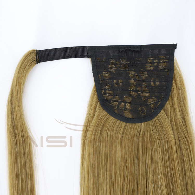 Aisi Hair Vendor Wholesale Long Straight Curly Wave End Magic Paste Brown Ponytail Drawstring Synthetic Ponytail Hair Extension