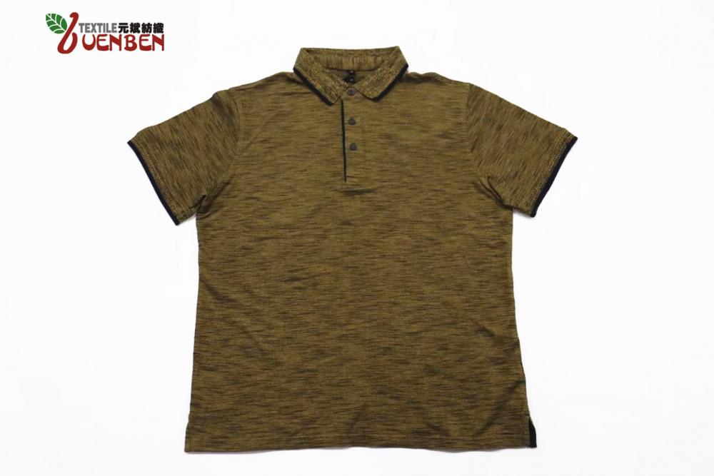 100%Cotton Slub PK With Jacquard Collar Short Sleeve