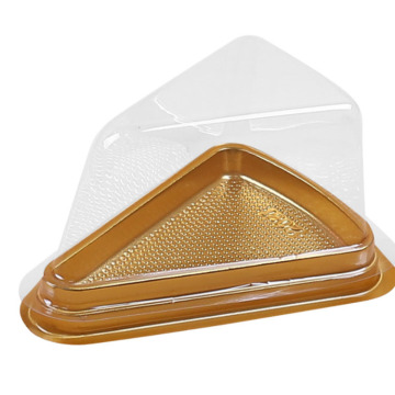 Caixa de bolo de plástico triangular transparente para fatia de padaria