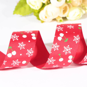 Custom Printed Merry Christmas Polyester Grosgrain Ribbon