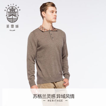 Men's polo neck pure cashmere sweater