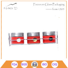 Spice Jar Rack, Glass Spice Container with Grinder