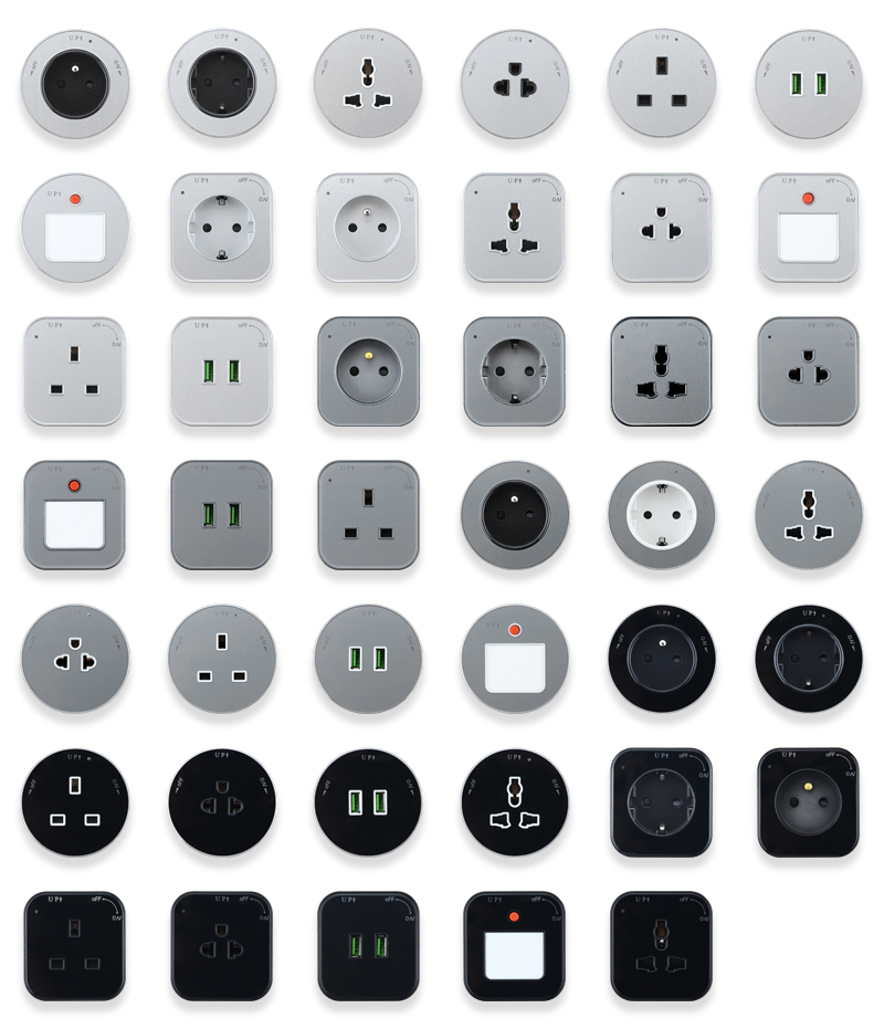 movable kitchen electrical black LED  recessed and surface track Socket with 3 gang power socket /60CM power track socket